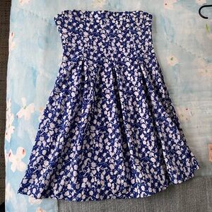Urban Outfitters Blue Floral Strapless Dress